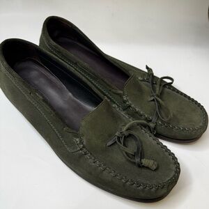 Bottega Veneta Forest Green Suede Loafers